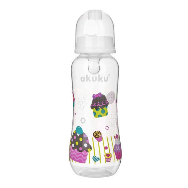 Akuku Μπιμπερό με θηλή σιλικόνης Cupcake 250ml White A0005