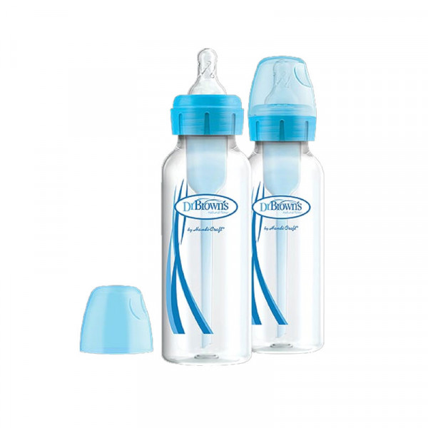 Dr Browns Πλαστικό Μπιμπερό με Στενό Λαιμό Options+ Μπλε 250ml (2τεμ)