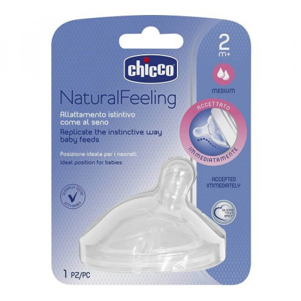 Chicco Θηλή Σιλικόνης με Κλίση Natural Feeling Μέτριας Ροής, 2Μ+