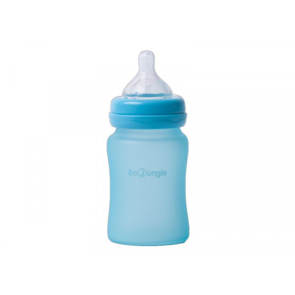 Bo Jungle Thermo Bottle Γυάλινο Μπιμπερό με Σιλικόνη 150ml TURQUOISE B595000