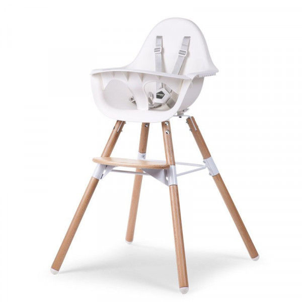 CHILDHOME Κάθισμα Φαγητού EVOLU 2 Natural - White 2 in 1 & Bumper BR70119