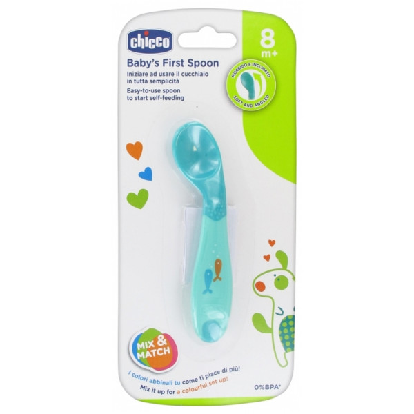 Chicco Baby s First Spoon, Πλαστικό Κουταλάκι Τιρκουαζ 8m+ 16100-20
