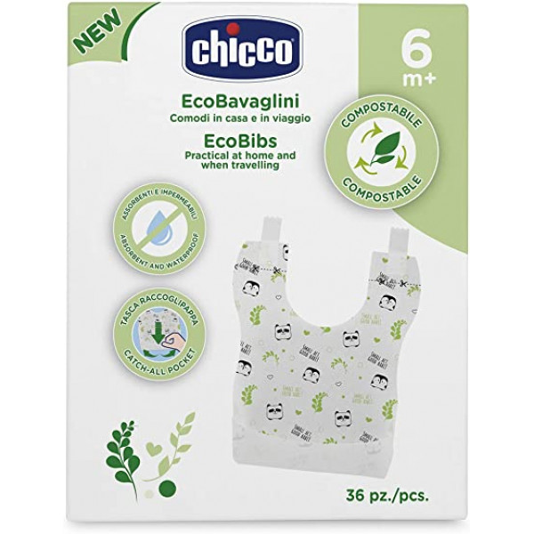 Chicco EasyMeal Τραχηλιά Μίας Χρήσης 6m+ 36 τμχ EcoBibs 10399-00