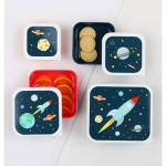 A little lovely company Σετ 4 Δοχεία Φαγητού Lunch & Snack Box Space SBSESP21