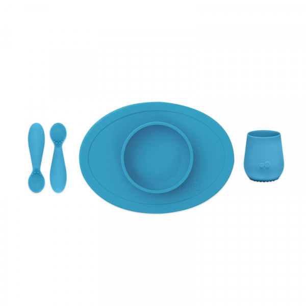 Ezpz Σετ Tiny Εκπαιδευτικό πιάτο με δίσκο, κουτάλι και ποτήρι Blue FD-B7709U