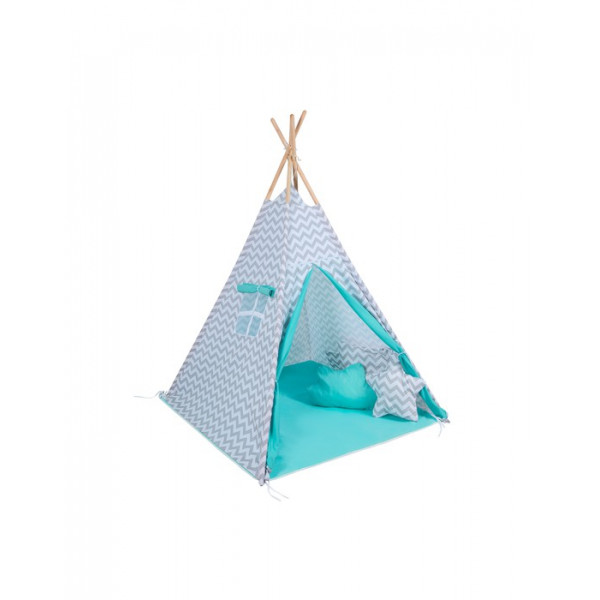 Baby Adventure Σκηνή Teepee Grey Wave Mint BR75593 (Δώρο 3 διακοσμητικά μαξιλάρια!)