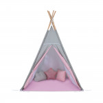 Baby Adventure Σκηνή Teepee-Grey Pink Star BR75594 (Δώρο 3 διακοσμητικά μαξιλάρια!)