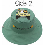 FlapJackKids Καπέλο Διπλής Όψης UPF 50+ Tiger-Safari Truck (Cotton) FJKSH829