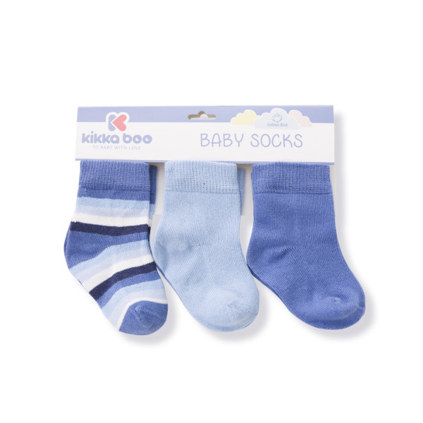 Kikka Boo Κάλτσες 3 τμχ 1-2 ετών Stripes Light Blue 31110010102