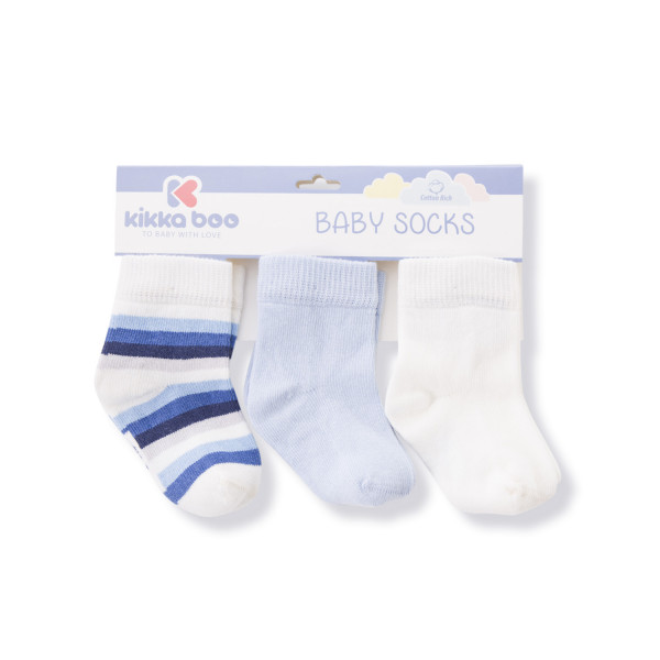 Kikka Boo Κάλτσες 3 τμχ, 6-12 μηνών, Άσπρο (Stripes White) - 31110010033
