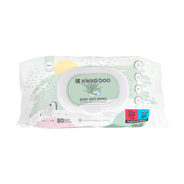 Kikka Boo Βρεφικά υγρά μαντηλάκια Aloe Vera & Πανθενόλη 80τμχ με καπάκι 31301020013