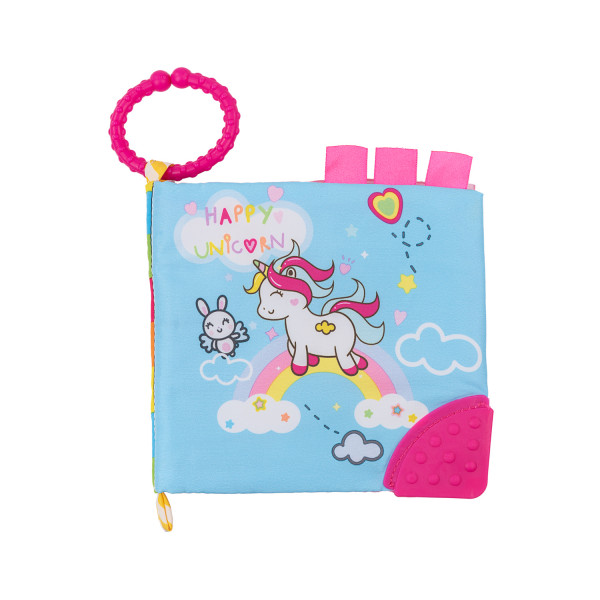 Kikka Boo Εκπαιδευτικό Υφασμάτινο Βιβλιαράκι με Μασητικό Happy Unicorn 31201010209
