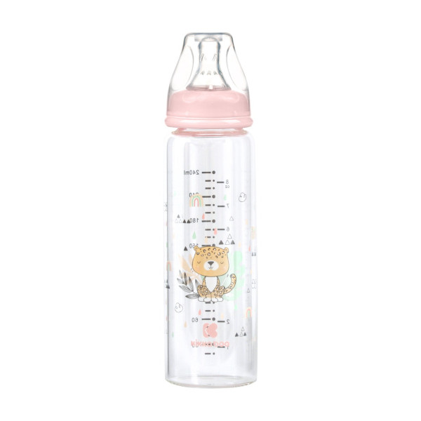 Kikka Boo Γυάλινο Μπιμπερό 240ml Savanna Pink 31302020117