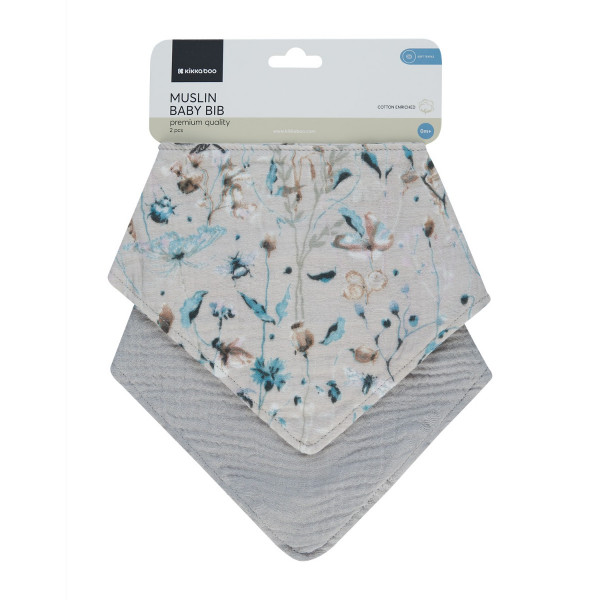 Kikka Boo Σαλιάρα - Μπαντάνα  2 τμχ Dreamy Fields Grey 31303030071