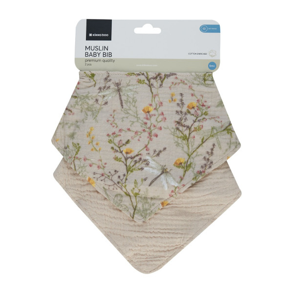 Kikka Boo Σαλιάρα - Μπαντάνα  2 τμχ Secret Garden Beige 31303030070