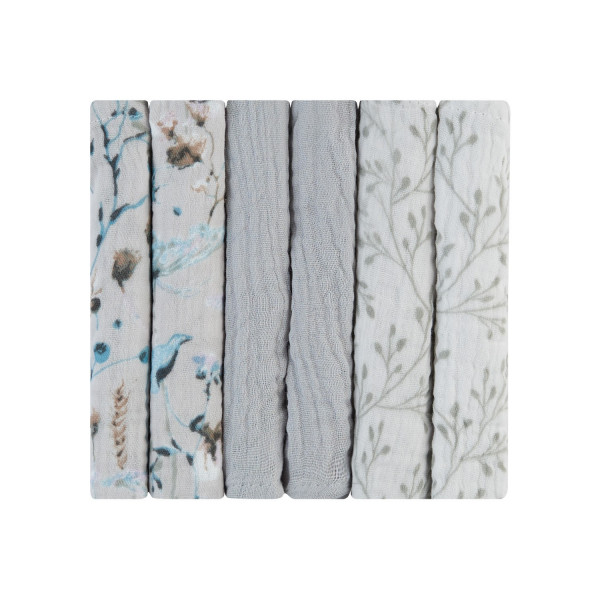 Kikka Boo Πανάκια  από μουσελίνα 30x30 cm 6 τμχ Dreamy Fields Grey 31103010113