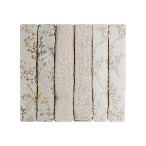 Kikka Boo Πανάκια από μουσελίνα 30x30 cm 6 τμχ Secret Garden Beige 31103010109