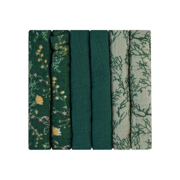 Kikka Boo Πανάκια από μουσελίνα 30x30 cm  6 τμχ Secret Garden Green 31103010105