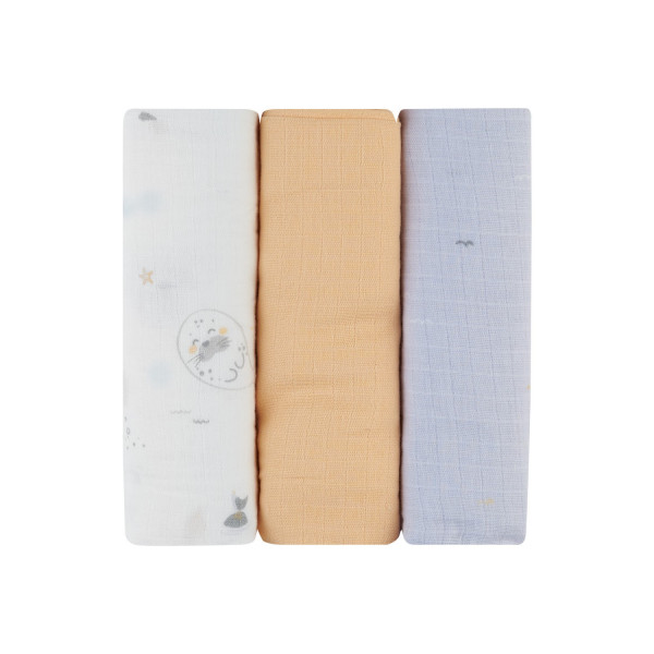 Kikka Boo Πάνες αγκαλιάς από μουσελίνα  75x75 cm 3 τμχ Seally Me 31103010099