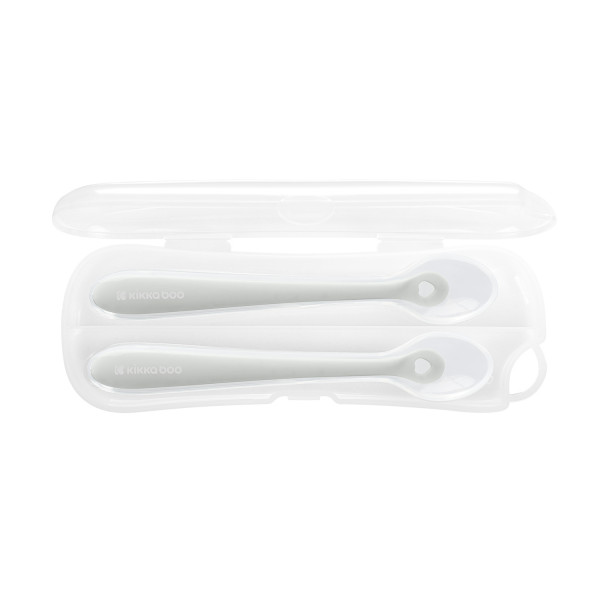 Kikka Boo Κουτάλια σιλικόνης με θήκη 2pcs Sand 31302040182