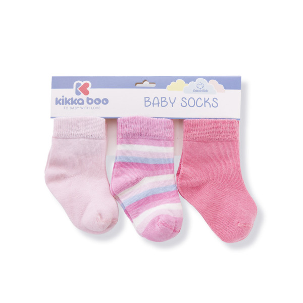Kikka Boo Κάλτσες 3 τμχ, 1-2 ετών, Ροζ (Stripes Pink) - 31110010042