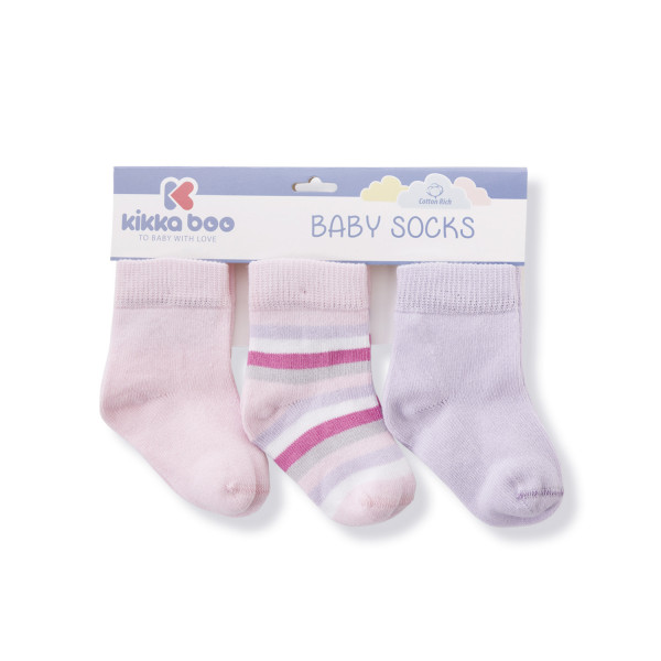 Kikka Boo Κάλτσες 3 τμχ, 6-12 μηνών, Μωβ (Stripes Purple) - 31110010045
