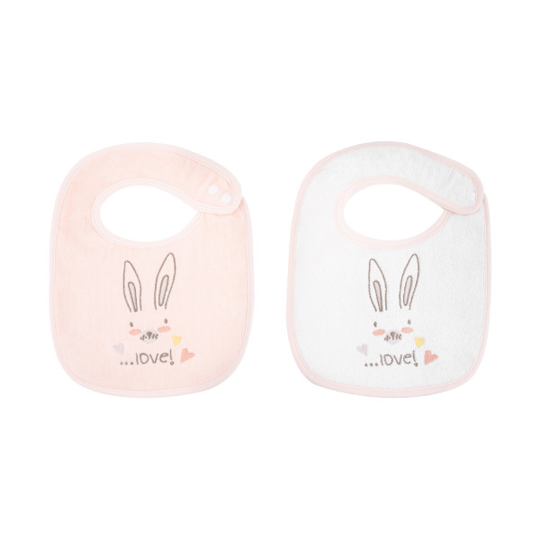 Kikka Boo Σετ Σαλιάρες 2 τμχ. Rabbits in Love Pink 31104010040