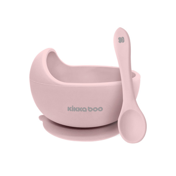 Kikka Boo Μπολ σιλικόνης με κουτάλι Yummy Pink 31302040114