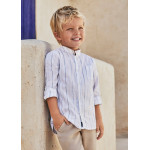 Mayoral Πουκαμισο μακρυμ γιακ mao ριγ λευκο 24-03121-032 3121