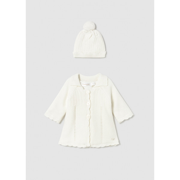 Mayoral Παλτο και καπελο πλεκτο εκρου 15-02412-020 2412