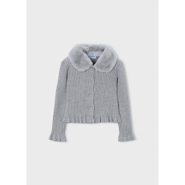Mayoral Ζακετα πλεκτη γιακας γουνα ασημι σκου 15-04311-017 4311