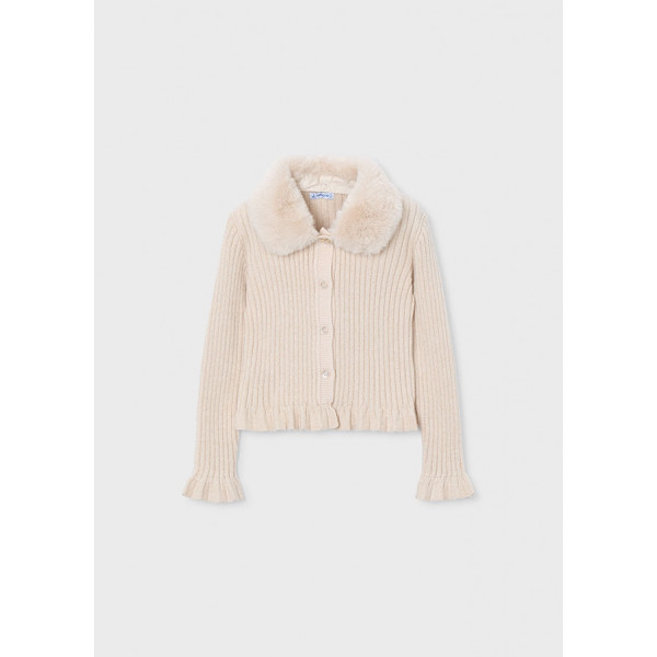 Mayoral Ζακετα πλεκτη γιακας γουνα μπεζ 15-04311-018 4311