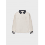 Mayoral Πολο μακρυμανικο κοντραστ μπεζ 15-07101-059 7101