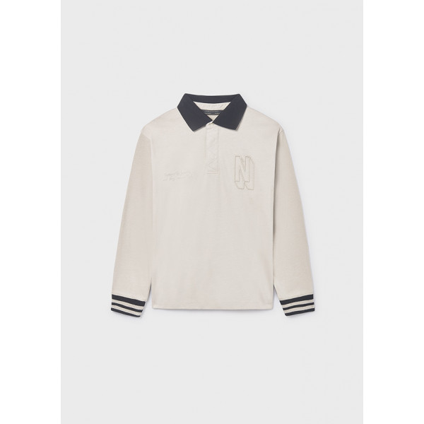 Mayoral Πολο μακρυμανικο κοντραστ μπεζ 15-07101-059 7101