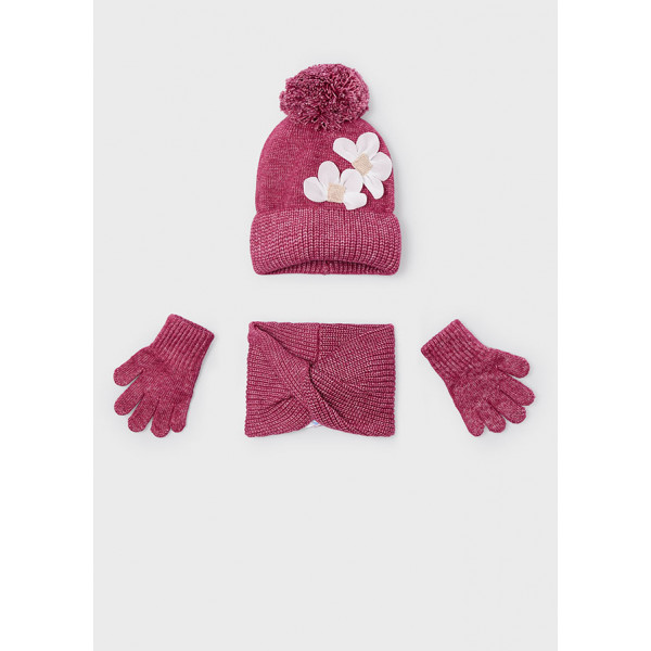 Mayoral Σετ σκουφος κασκολ λουλουδια κερασι μει 15-10071-087 10071