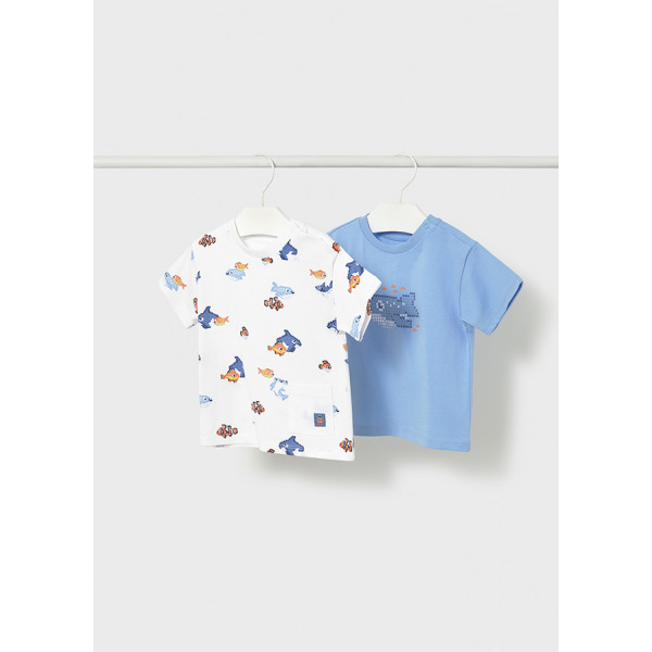 Mayoral Σετ 2 μπλουζες κοντομανικες γαλαζιο 26-01012-014 1012