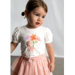 Mayoral Μπλουζα κοντομανικη εκρου ροζ 26-01078-018 1078