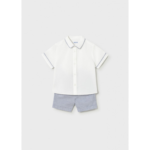 Mayoral Σετ βερμουδα λινη suiting μπλε καρο 26-01225-093 1225