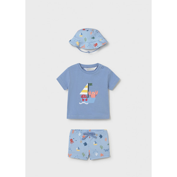 Mayoral Σετ μαγιο με καπελο μπλε 26-01617-024 1617