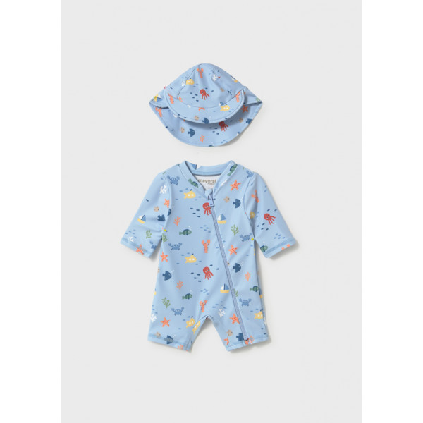 Mayoral Σετ μαγιο φορμακι με καπελο μπλε 26-01620-040 1620