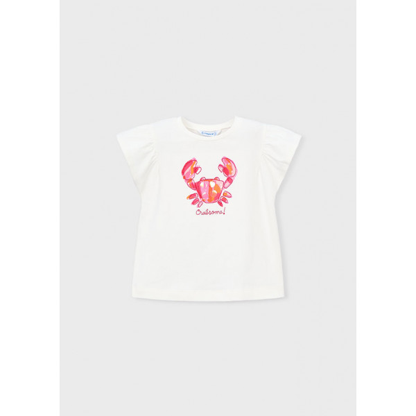 Mayoral Μπλουζα κοντομανικη εκρου ροζε 26-03007-082 3007