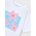 Mayoral Μπλουζα κοντομανικη λευκο λιλα 26-03016-025 3016