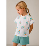 Mayoral Μπλουζα κοντομανικη σταμπωτη εκρου πρασ 26-03018-030 3018