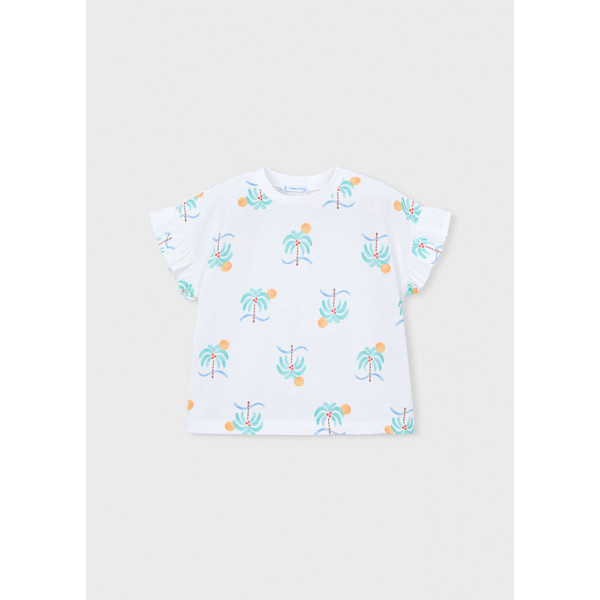 Mayoral Μπλουζα κοντομανικη σταμπωτη εκρου πρασ 26-03018-030 3018