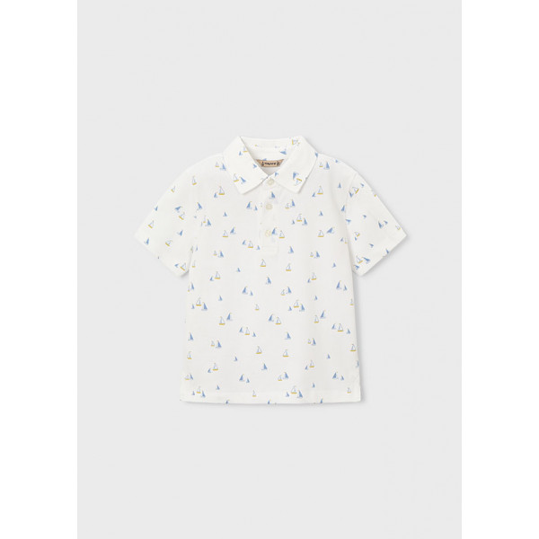 Mayoral Πολο κοντομανικο σταμπωτο λευκο λαδι 26-03101-023 3101