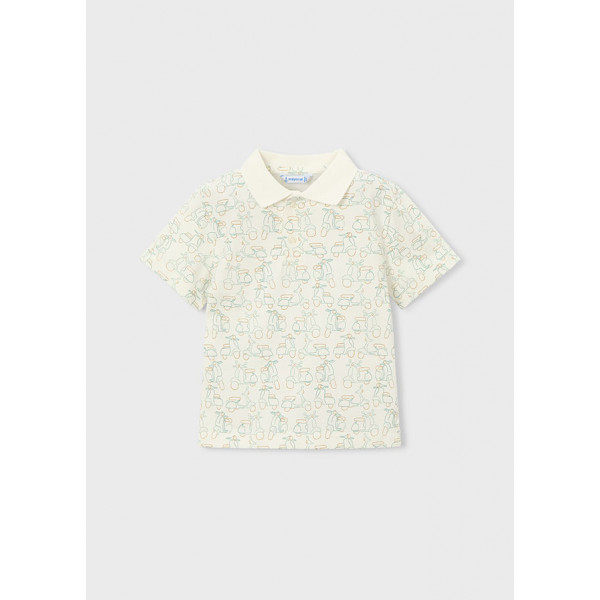 Mayoral Πολο κοντομανικο σταμπωτο κρεμ-πρασι 26-03104-085 3104