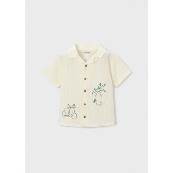 Mayoral Πουκαμισο κοντομανικο κεντητο κρεμ 26-03114-022 3114