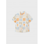 Mayoral Πουκαμισο κοντομαν σταμπωτο κρεμ-ροδακ 26-03115-025 3115