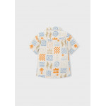 Mayoral Πουκαμισο κοντομαν σταμπωτο κρεμ-ροδακ 26-03115-025 3115