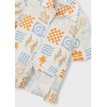 Mayoral Πουκαμισο κοντομαν σταμπωτο κρεμ-ροδακ 26-03115-025 3115